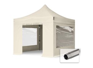 4260578430906 - Intent24 - 3x3 m Faltpavillon premium Stahl 40mm Seitenteile mit Panoramafenstern creme - crème