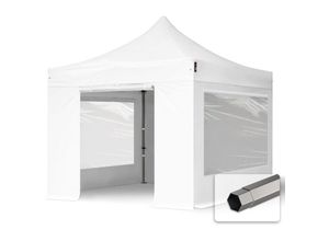 4260578430944 - Intent24 - 3x3 m Faltpavillon premium Stahl 40mm Seitenteile mit Panoramafenstern weiß - weiß