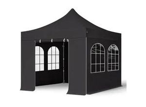 4260578430951 - 3x3m Stahl Faltpavillon inkl 4 Seitenteile schwarz - (600004)