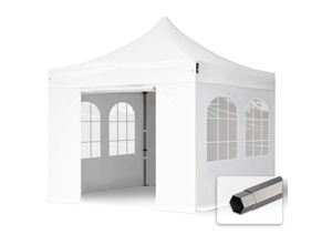 4260578431033 - Intent24 - 3x3 m Faltpavillon premium Stahl 40mm Seitenteile mit Sprossenfenstern weiß - weiß