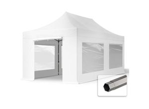 4260578431552 - Intent24 - 3x6 m Faltpavillon premium Stahl 40mm Seitenteile mit Panoramafenstern weiß - weiß