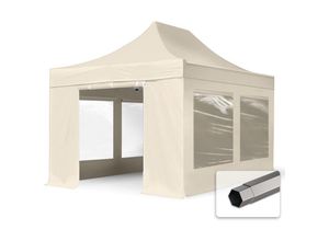 4260578432078 - Intent24 - 3x45 m Faltpavillon premium Stahl 40mm Seitenteile mit Panoramafenstern creme - crème