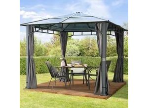 4260578434058 - Sunset 3x3 m Hardtop Gartenpavillon inkl 4 Seitenteile loft grey - (300048)