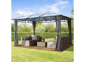 4260578434065 - Sunset 3x4 m Hardtop Gartenpavillon inkl 4 Seitenteile loft grey - (300049)