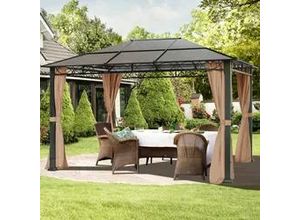 4260578439251 - Rendezvous 3x4 m Hardtop Gartenpavillon inkl 4 Seitenteile cappuccino - (300118)