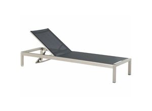 4260580923748 - Beliani - Sonnenliege Gartenliege verstellbar Rückenlehne Textil Aluminium Schwarz Fossato - Schwarz