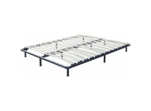 4260580923946 - Beliani - Lattenrahmen Pappelholz Metall 160 x 200 cm 48 Federleisten freistehend für Doppelbett