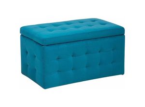 4260580926619 - Hocker Marineblau Samt Rechteckig mit Stauraum Deckel Steppung Modern Sitzbank Bettbank Fußbank Fußhocker Schemel Schlafzimmer Wohnzimmer Flur - Blau