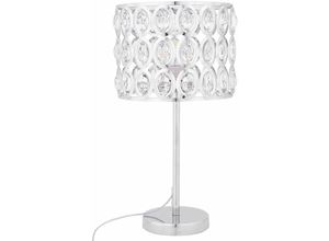 4260580927609 - Beliani - Tischlampe Silber Metall 53 cm Schirm mit Kristallen aus Acrylglas Kabel mit Schalter Moderner Glamouröser Stil - Silber