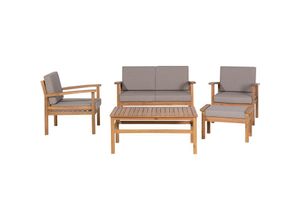 4260580928644 - Gartenmöbel Set Hellbraun Akazienholz 5-teilig mit Auflagen Taupe 4-Sitzer Terrasse Outdoor Garten Ausstattung Sitzmöbel - Heller Holzfarbton