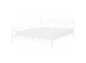 4260580928811 - Bett Weiß Metall 180 x 200 cm mit Lattenrost hohem Kopfteil Verzierungen Romantisch Klassisch für Mädchen Jugendzimmer Schlafzimmer