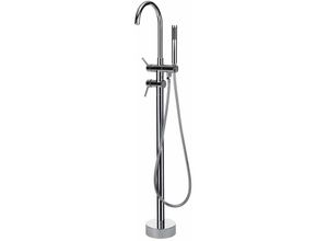 4260580934775 - Beliani - Duscharmatur Armatur Freistehend Mischer Wasserhahn Dusche Set Brause silber Edelstahl Messing Kunststoff Modern - Silber