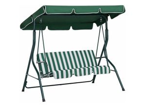 4260580936021 - Hollywoodschaukel grün weiß Stahl Sonnendach verstellbar Outdoor Terrasse - Grün