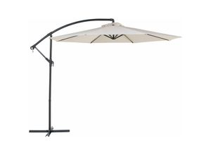 4260580936243 - Beliani - Ampelschirm Helles Beige Polyester Rund ⌀ 300 cm Kreuzfuß Terrasse Garten - Schwarz