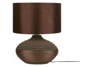 4260580939220 - Beliani - Tischlampe Braun und Gold Porzellanfuß Stoffschirm langes Kabel mit Schalter Modern Glamourös - Braun