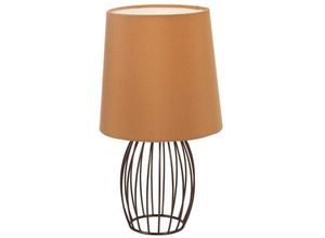 4260581491420 - - Tischleuchte akin mit braunem Stoffschirm und led Metallgitter braun