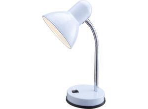 4260581492090 - Meinewunschleuchte - Kleine Retro Schreibtischlampe Weiß mit Flexarm Höhe 35cm