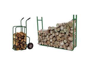 4260581492649 - Holzablage Holzstapel Regal Breite variabel mit Sackkarre bis max 250 kg