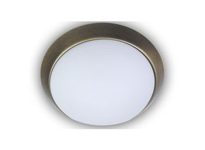4260581493127 - - led Deckenleuchte   Deckenschale Opalglas matt Dekorring Altmessing ø 25cm