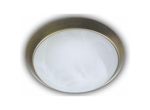 4260581493325 - LED Deckenleuchte rund Glas Alabaster Dekorring Altmessing Ø 25cm