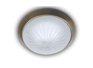 4260581494537 - - led Deckenleuchte rund Schliffglas satiniert Dekorring Altmessing ø 30cm