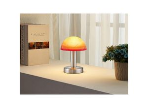 4260581497934 - Meinewunschleuchte - led Tischleuchte Silber Glasschirm Orange-Weiß Touch dimmbar Höhe 21cm