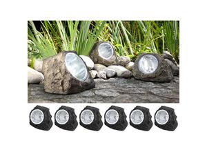 4260581498337 - - led deko Solarsteine für den Garten & Außenbereich - 6er set grau