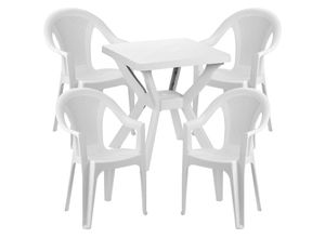 4260581816575 - - Bistrogarnitur 5-teilig Weiß-MREN023BI+4xMISC128BI