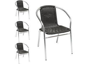 4260581817824 - - 4 Stück Bistro Stapelstuhl Aluminium   Rattan schwarz-M537481-4