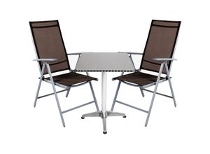 4260581817954 - Bistrogarnitur 3-teilig Aluminium   Silber   Schokobraun-M537504+2xMMC5000SB