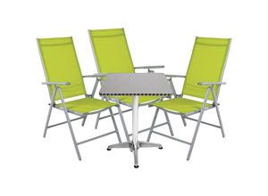 4260581818036 - Bistrogarnitur 4-teilig Aluminium   Silber   Lime-M537504+3xMMC5000GG