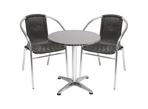 4260581818081 - - Bistrogarnitur 3-teilig Aluminium   Rattan   Schwarz-M950249+2xM537481