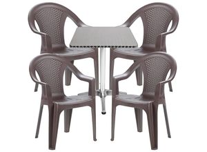 4260581818920 - - Bistrogarnitur 5-teilig Aluminium   Kunststoff Mokka-M537504+4xMISC128MA