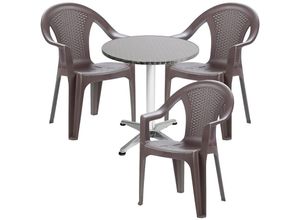 4260581819439 - - Bistrogarnitur 4-teilig Aluminium   Kunststoff Mokka-M950249+3xMISC128MA