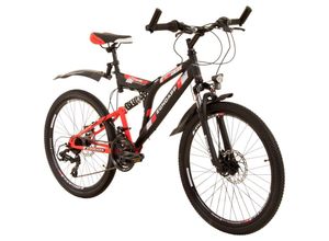 4260582290169 - Mountainbike Blue 50 MTB Fully 24 Zoll RH 43cm 21 Gang schwarz rot