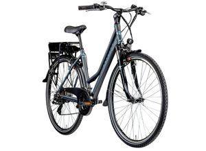 4260582291296 - Green 77 E Bike Damen Trekkingrad 28 Zoll Pedelec 155 - 185 cm Trekkingrad mit 21 Gang E Fahrrad StVZO Tourenrad