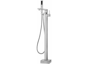 4260586350319 - Beliani - Armatur Bodenarmatur kantig Freistehend Messing Kunststoff Gold Elegant Stilvoll Futuristisch - Silber