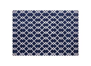 4260586351224 - Beliani - Teppich Blau Polyester 160 x 230 cm Kurzflor Geometrisches Muster Handgetuftet Rechteckig - Weiß