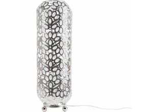 4260586353099 - Beliani - Stehlampe Silber Metall 70 cm mit Kristallen aus Acrylglas Säulenform Floral-Design Langes Kabel mit Schalter Glam Marokkanisch Laternenform