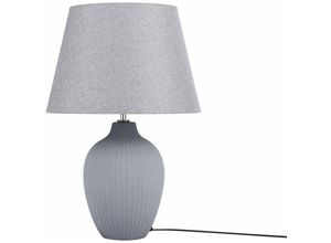 4260586353327 - Beliani - Tischlampe Grau Keramik 52 cm Stoffschirm Vasenform Kabel mit Schalter Retro-Stil - Grau