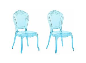 4260586353709 - Beliani - Esszimmerstuhl 2er Set Blau Transparent Kunststoff Schick