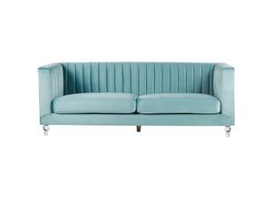 4260586354577 - Beliani - 3-Sitzer Sofa Hellblau Samtstoff mit Steppung Hohen Armlehnen Transparenen Acryl-Füßen Dicken Sitzkissen Modern Glam Wohnzimmer Ausstattung