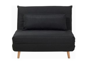 4260586354621 - Sofa Schwarz Stoffbezug mit Schlaffunktion 1 Dekokissen Verstellbare Rückenlehne Holzbeine Schlafsofa Gästebett Modern Wohnzimmer Ausstattung