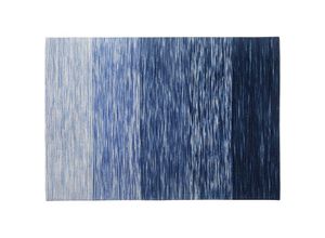 4260586355147 - Teppich Blau Wolle Polyester 160 x 230 cm Kurzflor Ombre Design Handgewebt Rechteckig 4260586355147 - Teppich Blau Wolle Polyester 160 x 230 cm Kurzflor Ombre Design Handgewebt Rechteckig