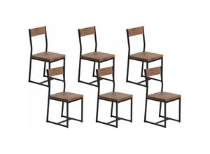 4260586356458 - Beliani - Gartenstuhl 6er Set Dunkler Holzfarbton MDF-Platte mit Sitzkissen Terrasse Outdoor 4260586356458 - Beliani - Gartenstuhl 6er Set Dunkler Holzfarbton MDF-Platte mit Sitzkissen Terrasse Outdoor