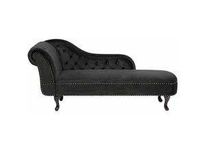 4260586356816 - Beliani - Klassische Ré­ca­mi­e­re im Chesterfield Style Samtstoff linksseitig schwarz Nimes - Schwarz