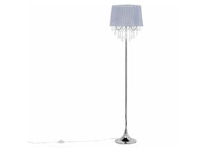 4260586357998 - Beliani - Stehlampe Grau Metall 170 cm 3-flammig Stoffschirm mit Kristallen aus Acrylglas Kronleuchter-Optik Kabel mit Schalter Glamourös - Grau