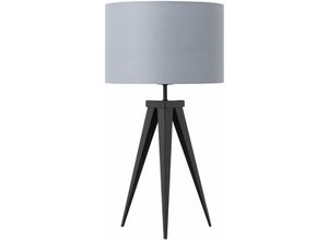 4260586358568 - Beliani - Tischlampe Grau Metall 55 cm runder Stoffschirm Dreibeinig langes Kabel mit Schalter Moderner Look - Schwarz