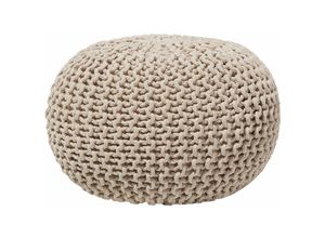 4260586358766 - Pouf Beige 100% Baumwolle Rund ⌀ 40 cm Elegant Modern