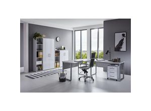 4260593565928 - Bmg-moebelde - bmg Möbel Büromöbel-Set Office Edition Set 4 grau  weiß hochglanz - Grau